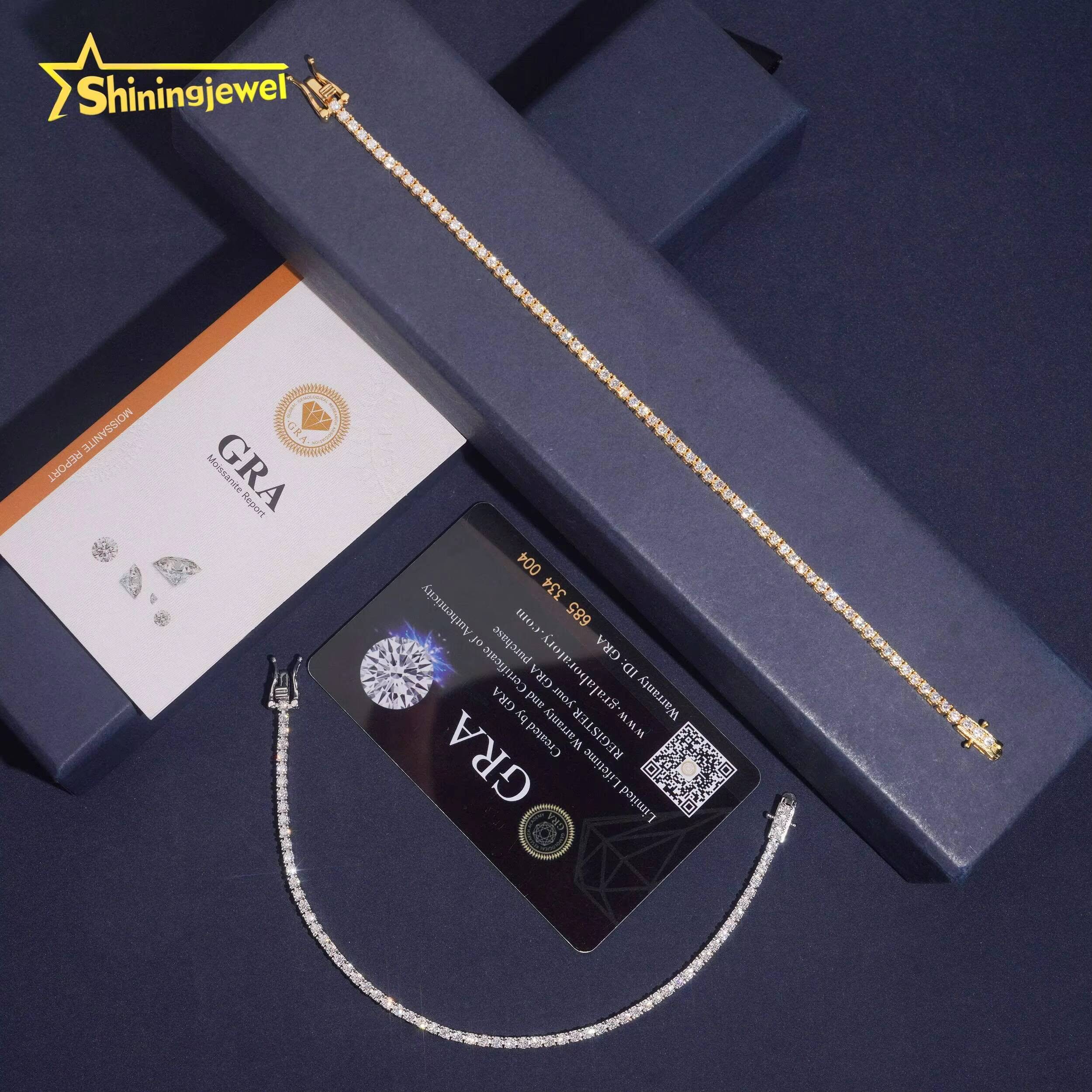 USA Warehouse Fast Shipping Pass Diamond Tester GRA Certified Hip Hop Jewelry Iced Out VVS Moissanite Tennis Bracelet 2MM