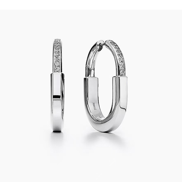 Designer jewelry lock earrings diamonds medium victoria solitaire fashion womens accessories high quality gift box gold silver rose gold travel matching EJ5820