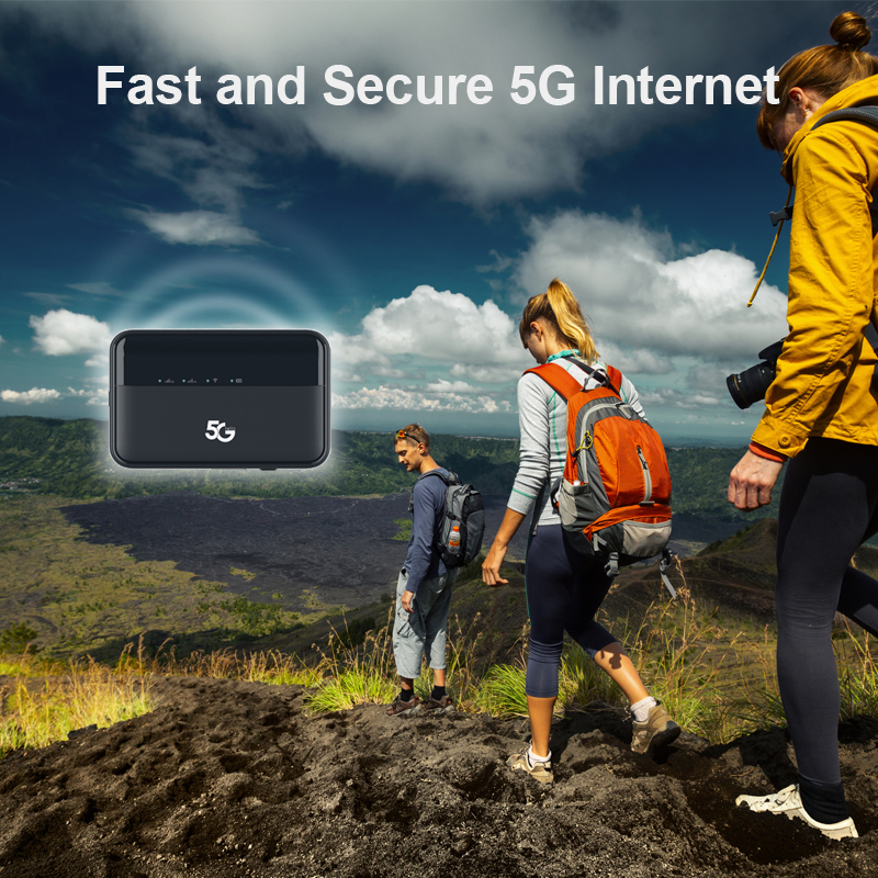 MiFi Pocket wifi 5G with Sim Slot Dual Band 5.8Ghz 10000mAh Battery Ultra-long Battery Life WiFi6 Suitable for Mobile Office Work and Travel.