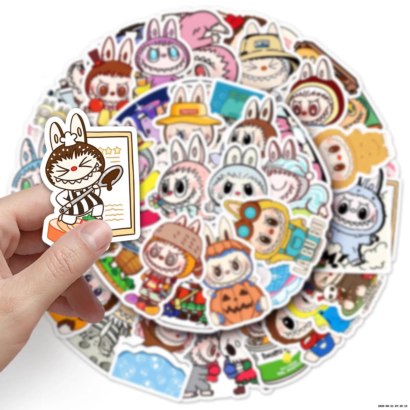 50pcs Cute Labubu Monster Cartoon Stickers Decals DIY Laptop Notebook Fridge Water Bottle Decoration Sticker Kids Toys-c