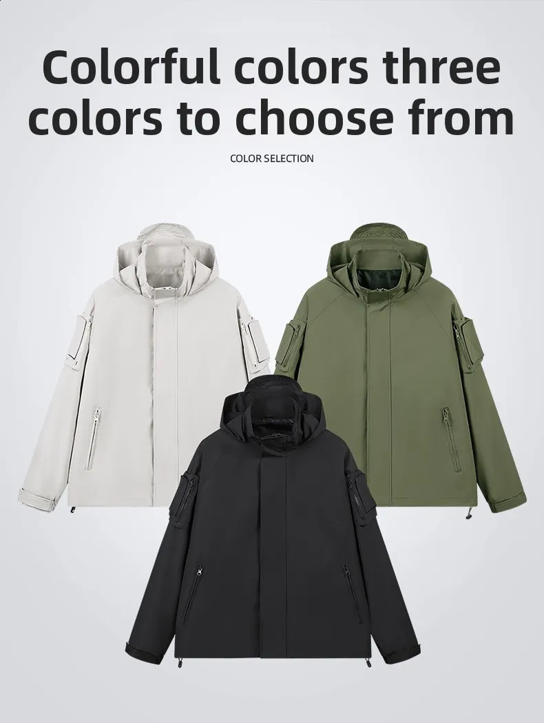Autumn Outdoor Three-proof Jacket Men Women Multi-pocket Tooling Coat Fashion Storm Waterproof Jacket Loose Mountaineering Coats 250820