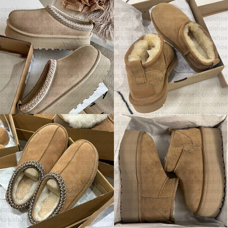 Tazz Slippers Tasman Fur Slides Ultra Mini Boot Platform Designer Australia Womens Mens Suede Shearling Snow Boots Classic Mustard Seed Winter Booties Women Shoes