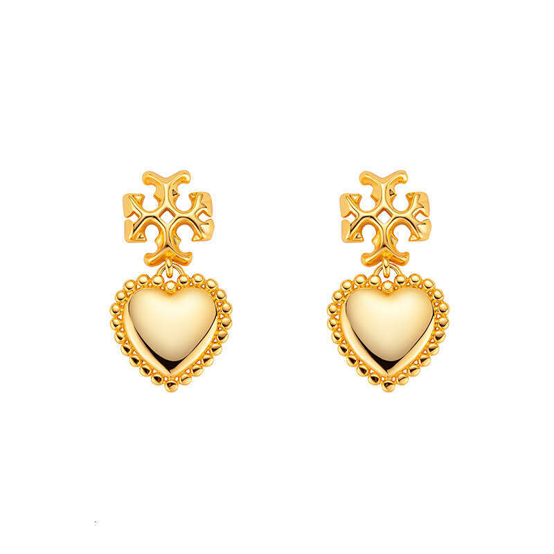 Light Gold Exaggerated French Flower Sier Needle Elegant Texture Heart Earrings Jewelry