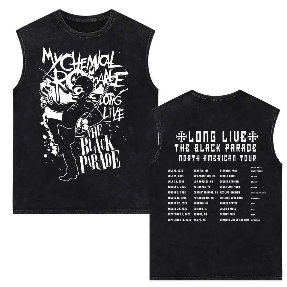 My Chemical Romance Vintage Washed Tank Tops Men Women Retro Punk Emo Rock Band Sleeveless Vest T Shirts Mens Oversized T-shirt X250821