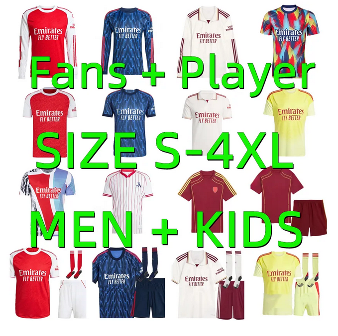 2025 2026 SAKA ODEGAARD Soccer Jerseys 24 25 26 Player version Trossard CALAFIORI RICE HAVERTZ MARTINELLI SALIBA arSENalfootball kits Football Shirt Men Kids Kits
