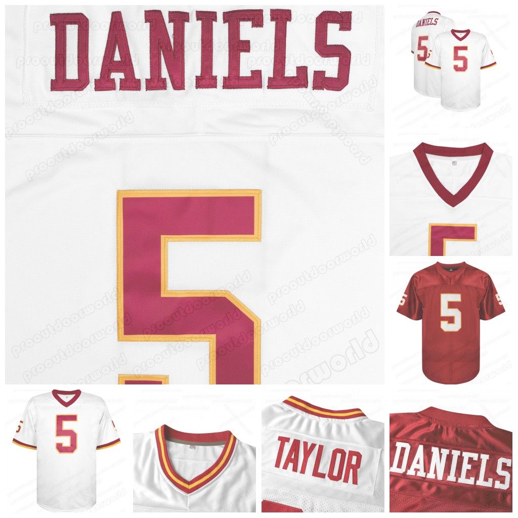 5 Jayden Daniels Personalized Wine Red/White Football Jersey 21 Sean Taylor 17 Terry McLaurin 4 Frankie Luvu Wagner Custom Nom and Num Embroidered Design Polyester