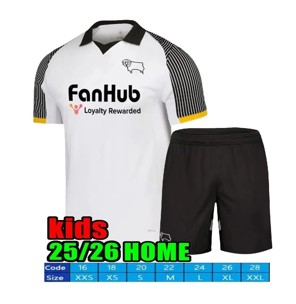 Derby County 25 26 Soccer Jerseys Home Away Third Football Shirt Jersey Kit COLLINS SIBLEY CASHIN NYAMBE NELSON ELDER FORNAH BARKHUIZEN