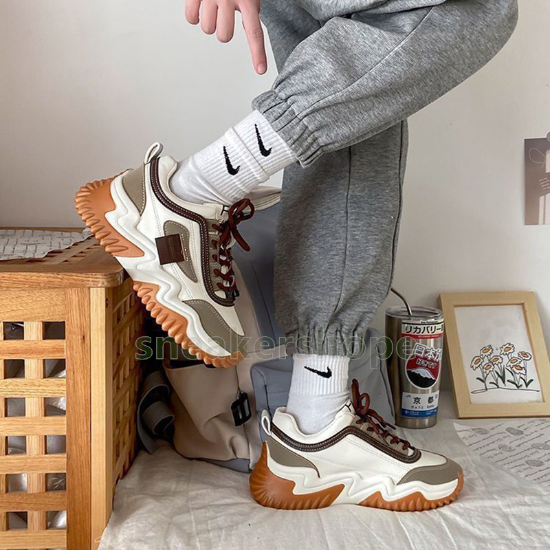Casual Designer Shoes Chunky Trainers Womens Sneakers Fashion Khaki Black Durable Non-Slip Thick Soles Daily Training Women Shoes Size 35-40