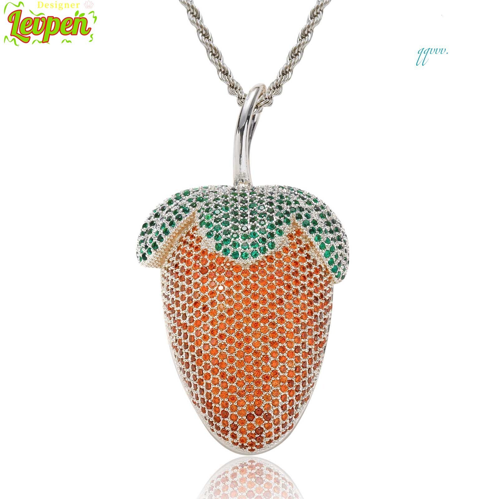 Hop Strawberry Hip Pendant Iced Out Moissanite Necklacefor Men Women Rapper Jewelry Designer Levpe