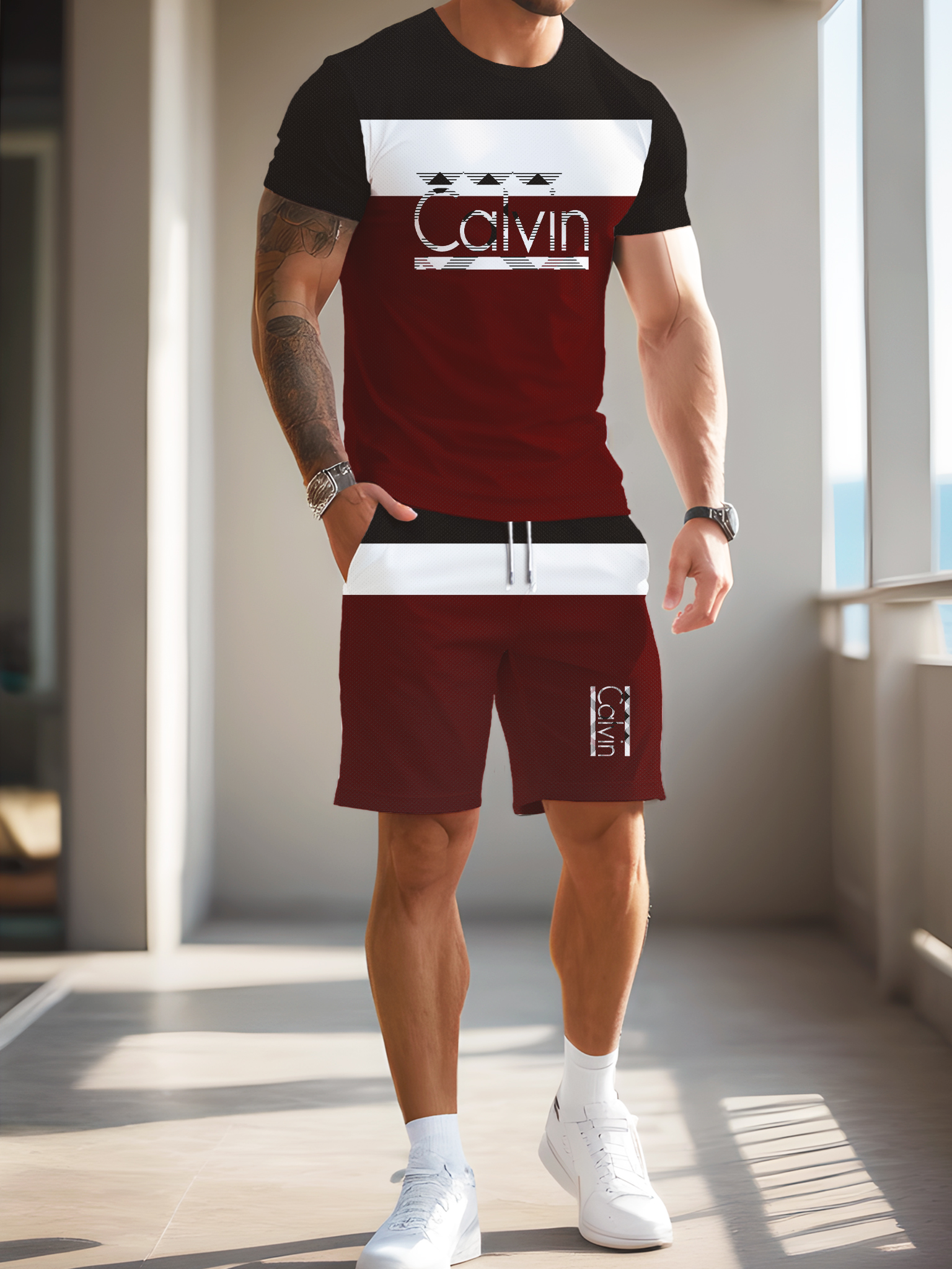 Custom Mens Alphabet Pattern Outfit Ensemble Breathable quick drying fabric - taozhuang-61059833-61059852