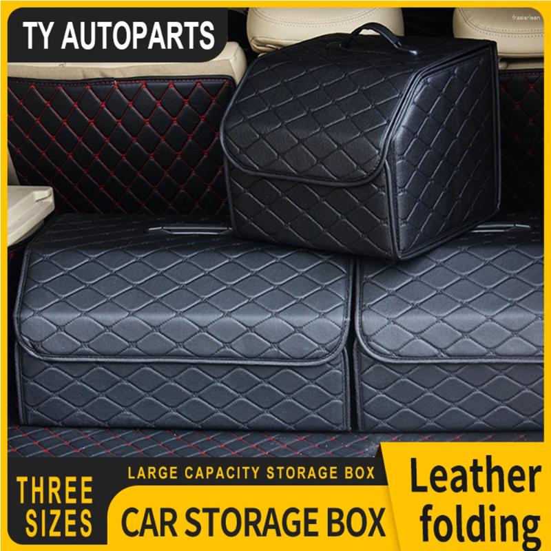 Car Organizer Trunk Box Large Capacity Auto Multiuse Tools Storage Bag Stowing Tidying Leather Folding For Emergency