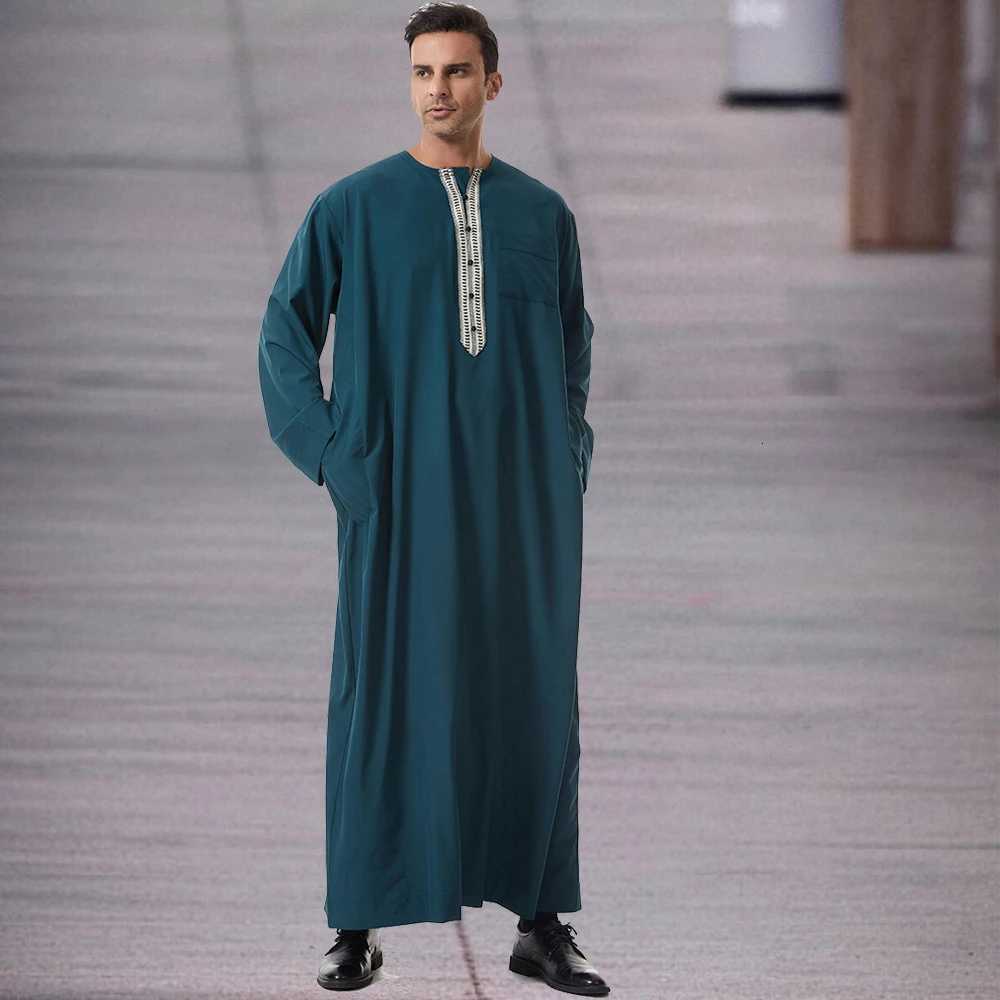 Eid Thobes for Men Saudi Arabic Robe Long Sleeve Muslim Men Clothing Turkey Kaftan Jubba Thobe Caftan Djellaba Fah Dishdasha X250821