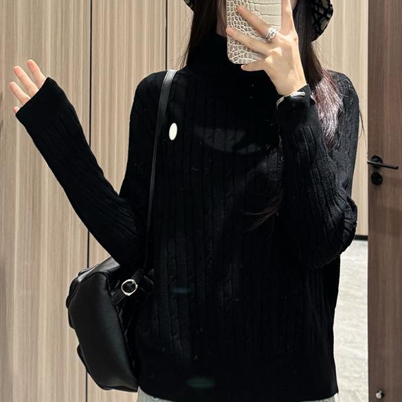 Designer Femmes High Neck Bottom Shirt Warm Slim Pull Pony Pony Polos Fashion Hundred Womenswear