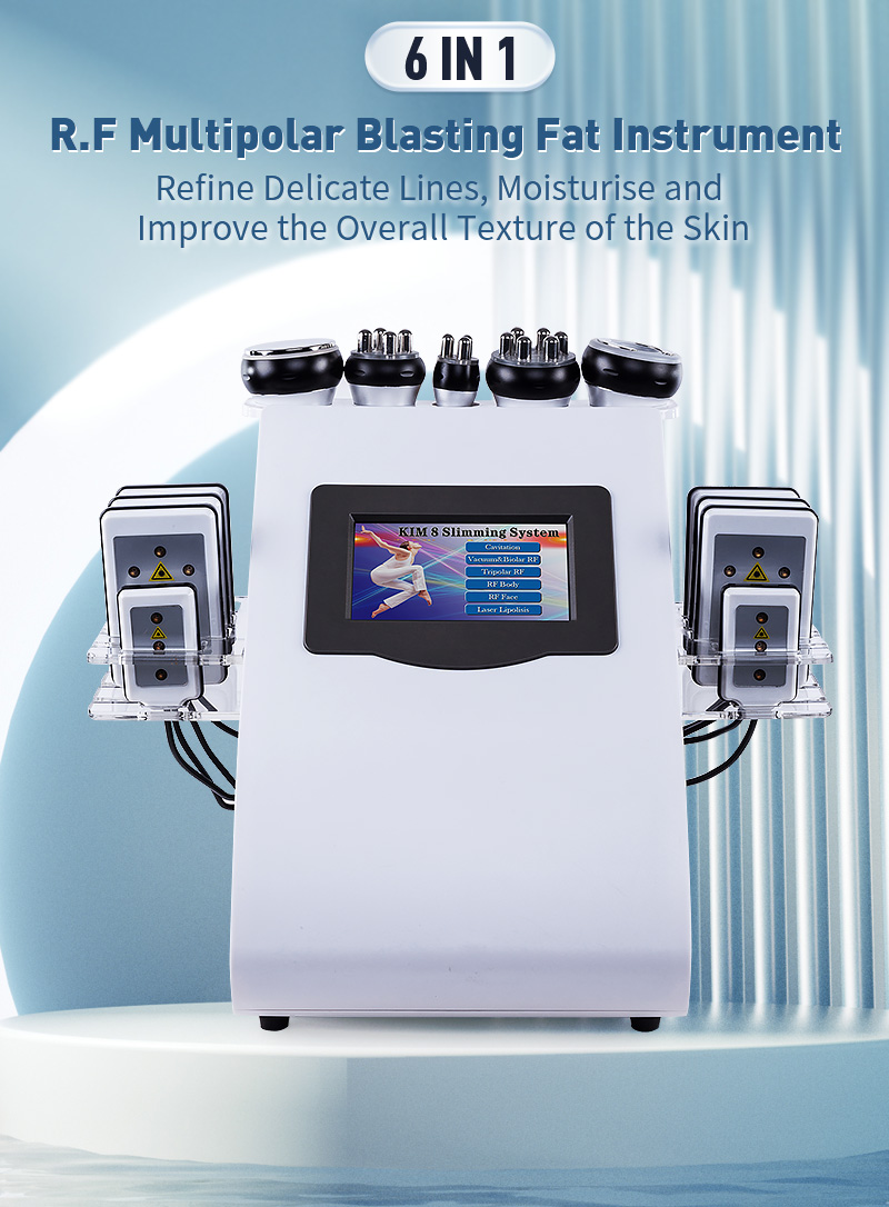 6 In 1 40K Ultrasonic Cavitation Vacuum Radio Frequency Laser 8 Pads Lipo Laser Slimming Machine for Home Use