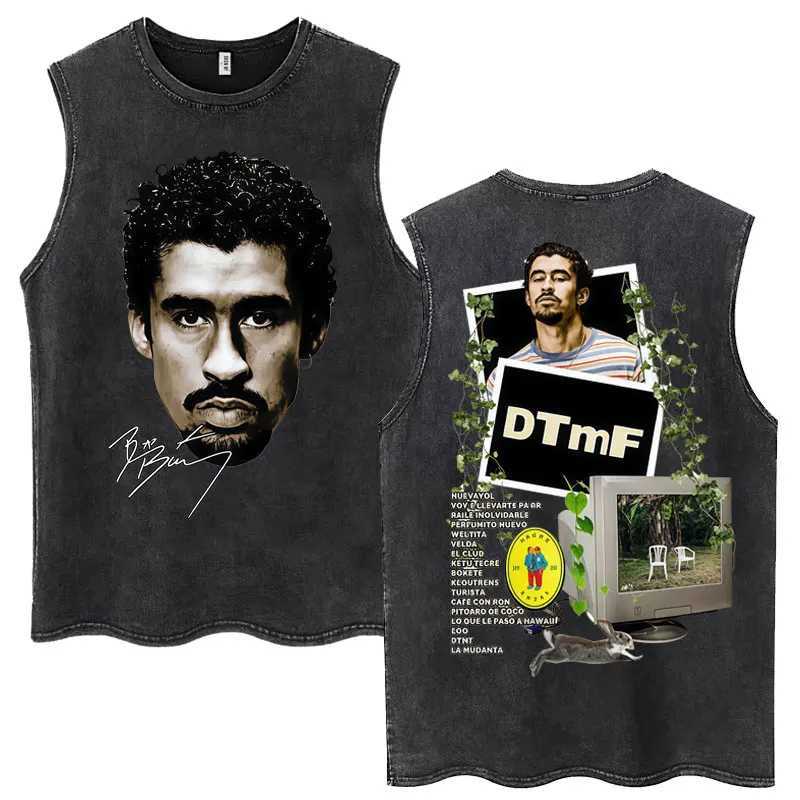Rapper Vintage Washed Tank Tops DTMF DeBi TiRAR MaS Photos Album Sleeveless T Shirts Mens Hip Hop Fashion Loose Tshirt X250821