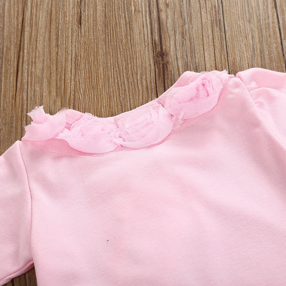 Spring born Baby Girl Clothes 2pcs Long Sleeve Lace Romper Headband Set Cotton Flower Footies Gift 250820