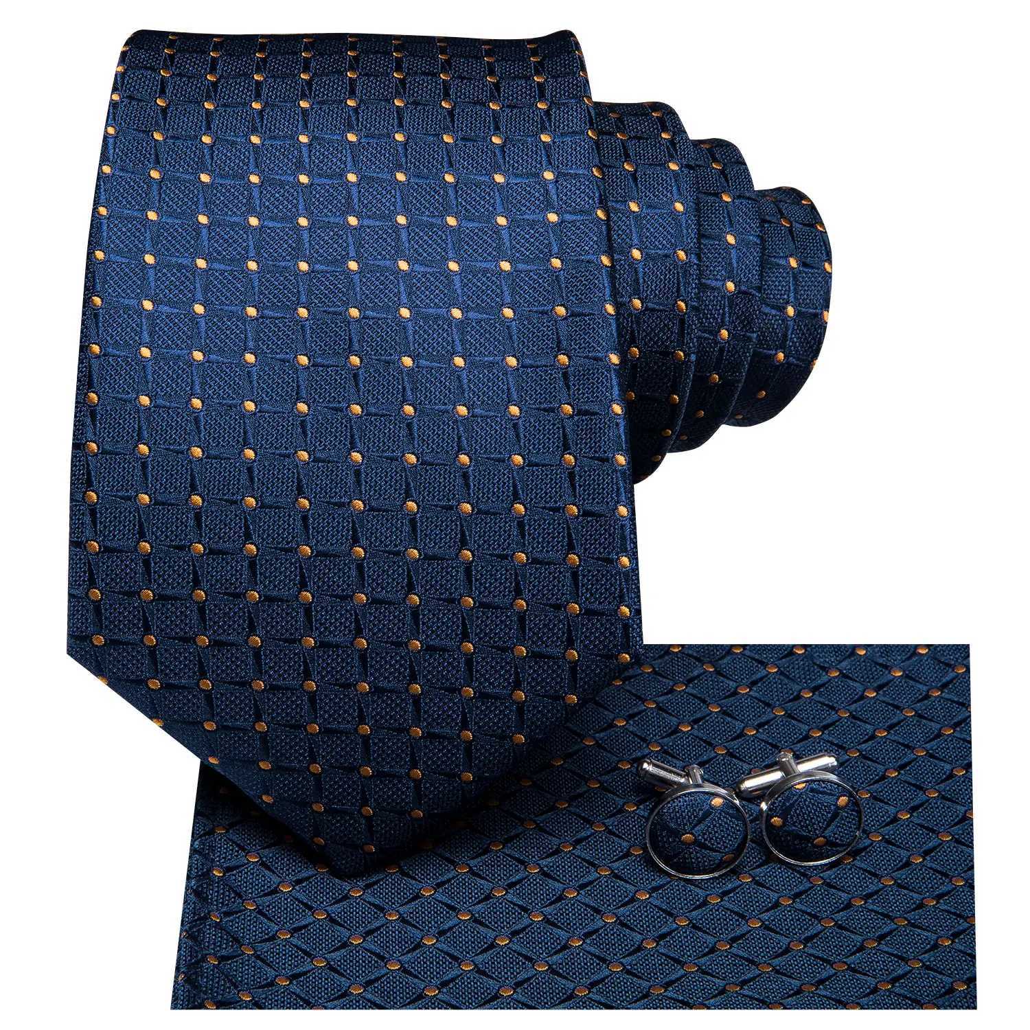 Navy Blue 63inches Silk Mens Tie Set Extra Long Ties for Men Handkerchief Woven Classic Mens 160cm Necktie Pocket Square Hi-Tie H250820