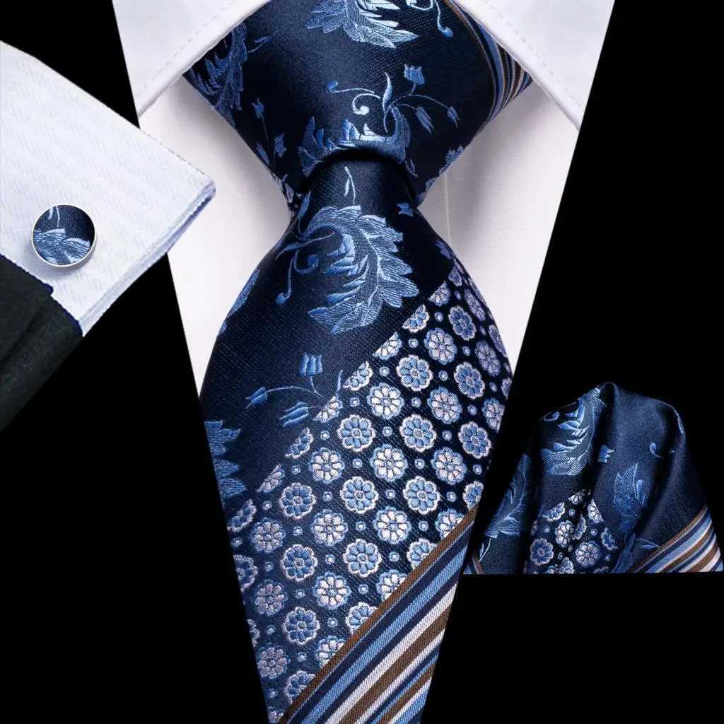 Navy Blue 63inches Silk Mens Tie Set Extra Long Ties for Men Handkerchief Woven Classic Mens 160cm Necktie Pocket Square Hi-Tie H250820