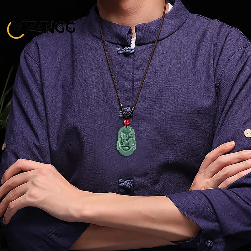 Natural A Goods Jadeite Twelve Chinese Zodiac Rat Tiger Pendant Jewelry Handcarved Custom Mascot Jade Necklace Gift 250818