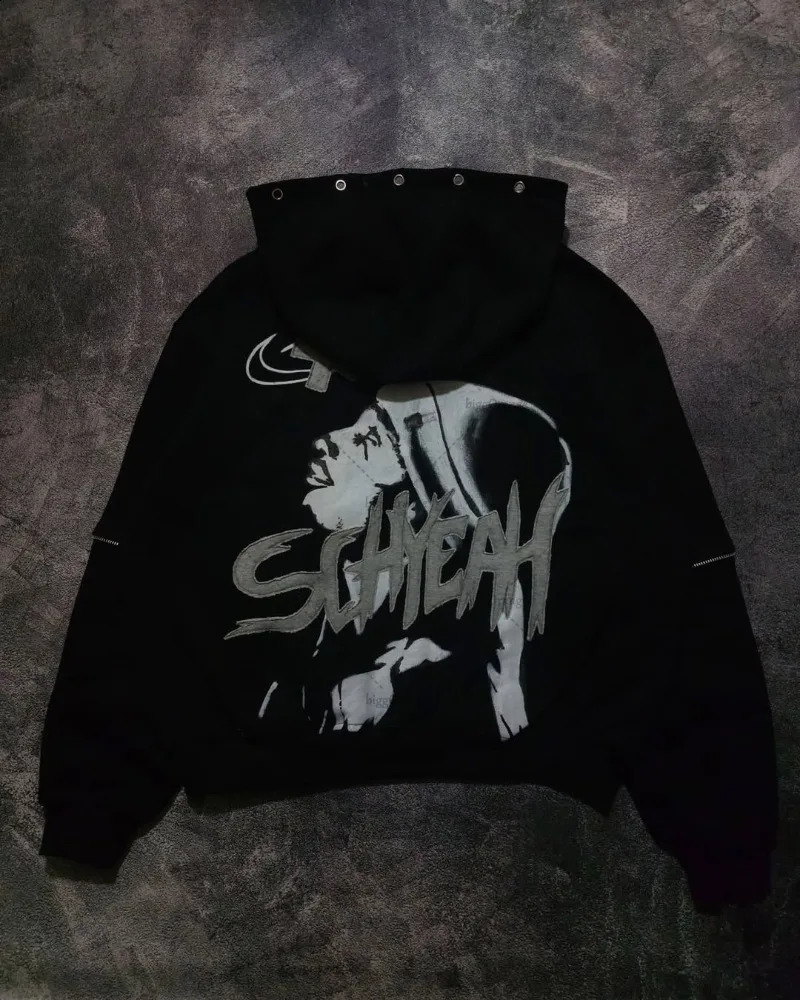 Summer Harajuku Retro Street Zipper Hoodie Men Y2k Goth Punk Hip-hop Rock American Classic Oversized Sweatshirt Women 250821