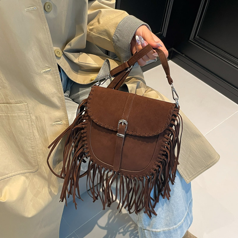 Bohemian bag Bohemian no spirit tassel cross body wallet Retro hippie er womens gypsy edge Bohemian shoulder bag 241008