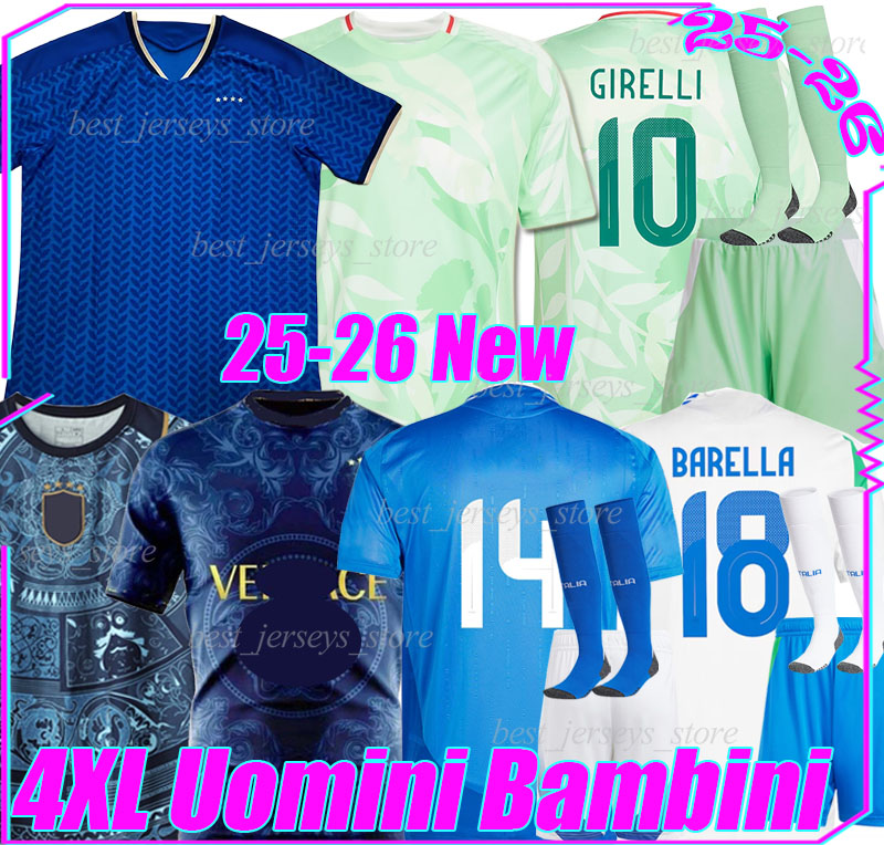 4XL 25/26 soccer jersey ItAlYs GIRELLI CAMBIAGHI PELLEGRINI TOTTI VERRATTI BARELLA RETEGU FRATTESI RASPADORI SCAMACCA men kids kits set socks football shirt