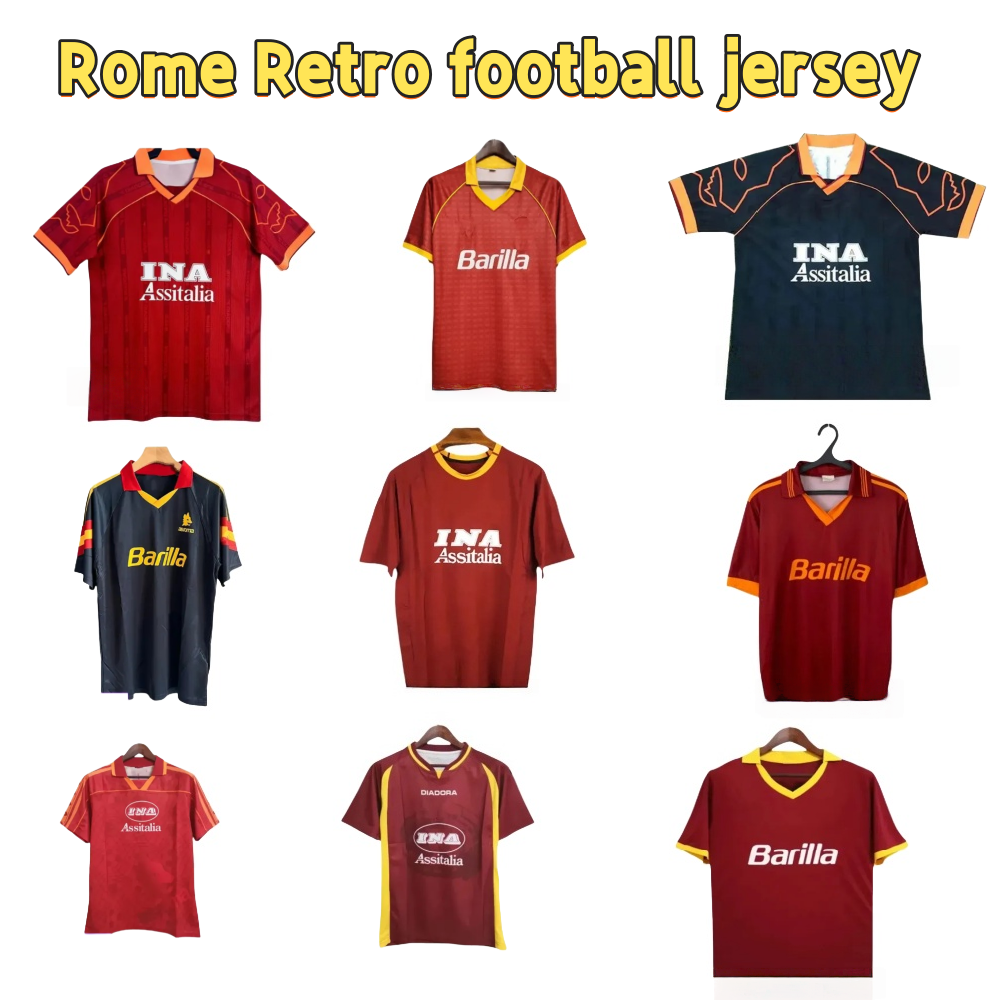 Retro Soccer jerseys ROME DYBALA Totti Batistuta 89 90 91 92 95 96 99 00 05 06 Rome Vintage football shirts Men Nascimento Rossi Montella Cassetti Match fan kids kit