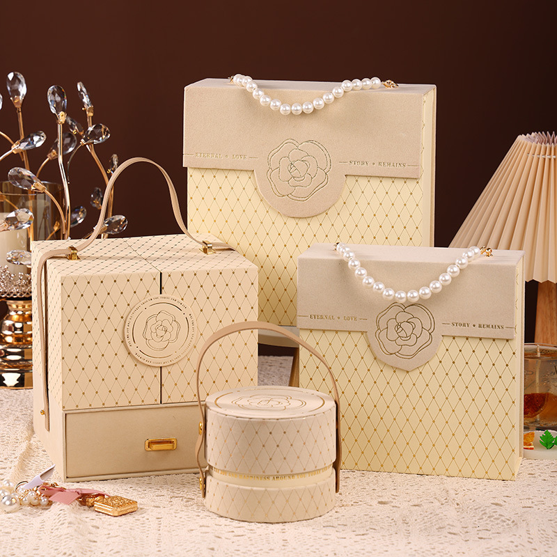 Handheld Camellia Veet Pearl Valentine's Day Gift Best Friend Wedding Candy Packaging Box ddmythur