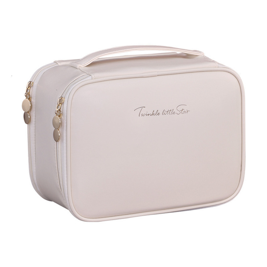 Travel Double-Layer for Women, Detachable Portable Large Capacity Handheld Makeup Organizer with Compartments, Toiletry Bag