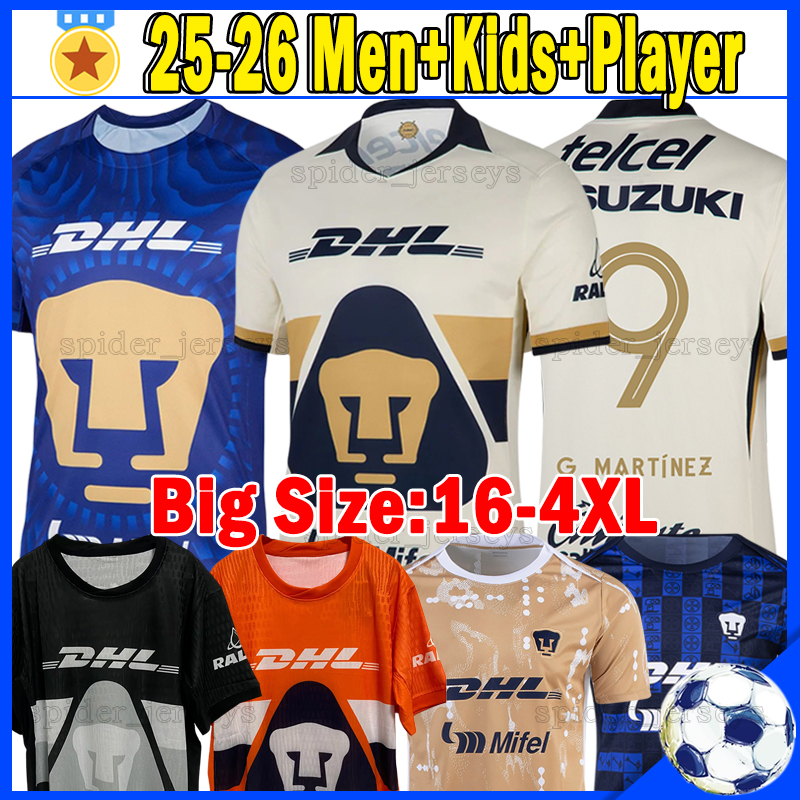 XXXL 4XL 25 26 UNAM Mexiko Soccer Jerseys LIGA MX FC G. MARTINEZ J. RUVALCABA QUISPE Universidad Nacional Club de Futbol PUSSETTO Goalkeeper football shirts kids Kits