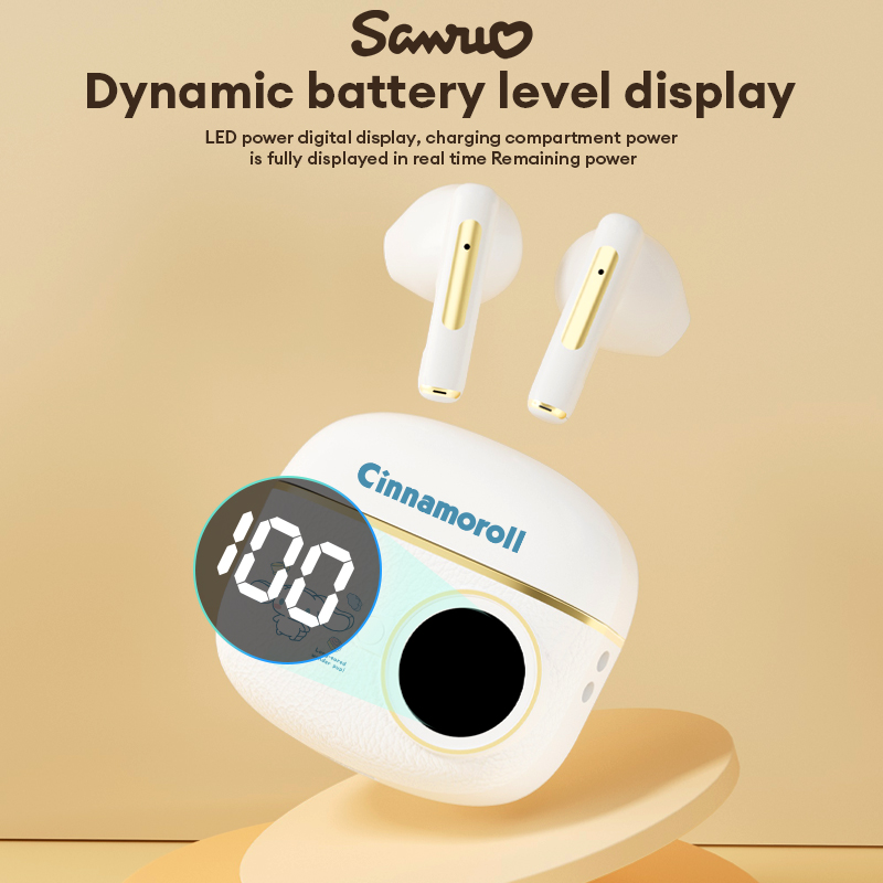 Sanrio Hello Kitty TWS Bluetooth Headphones HIFI Sound Quality Music Earphones JJ-08 Semi-In-Ear LED Digital Display Long Battery Life Gaming Earbuds