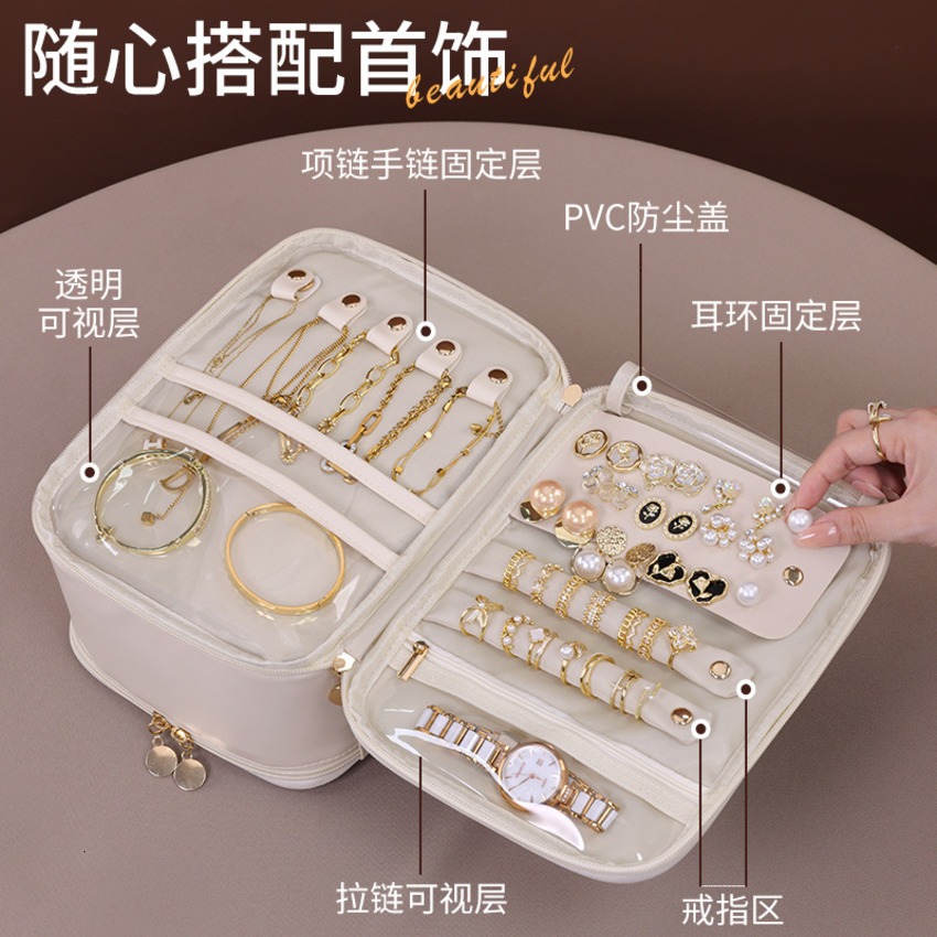 Travel Double-Layer for Women, Detachable Portable Large Capacity Handheld Makeup Organizer with Compartments, Toiletry Bag