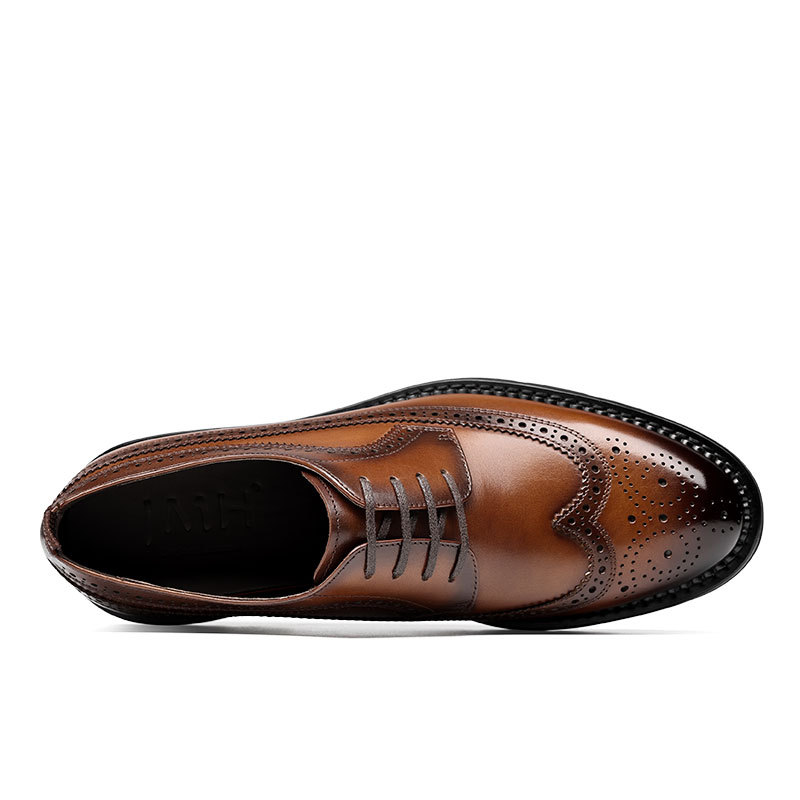 Brock carved leather shoes, British leather thick-soled lace-up, business men's breathable, groom wedding shoes