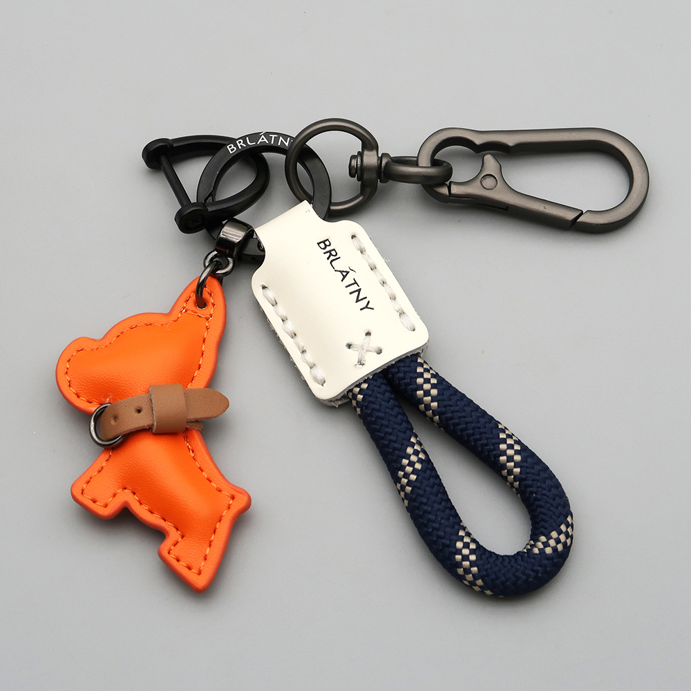 French Bulldog Keychain Handmade Leather Dog Tag Keyring Braided Lanyard Strap Anti Loss Key Holder for Car Keys Pet Gift Idea Custom Animal Bag Charm