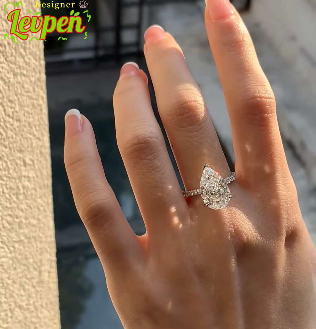 3ct IGI HPHT Certified Cvd Lab Grown Created Diamond D VS1 VS2 Platinum Gold Rings Engagement Ring Jewelry for Women Pear Halo OACOCA