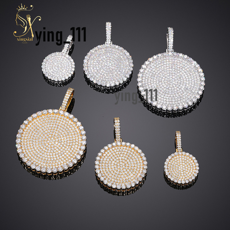 18K Gold Plated Jewelry Pass Diamond Tester 925 Sterling Silver Vvs Hiphop Diamond Necklace Round Hiphop Moissanite Pendant