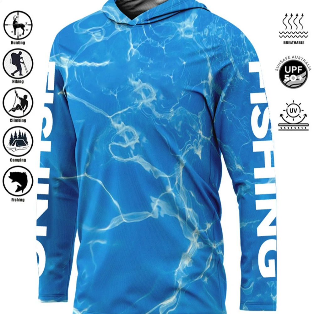 UPF 50 Uv Protection Quick Dry Tops Outdoor Fashion Fishing Hoodie Printing Shirt Mens Long Sleeve Performance 250820