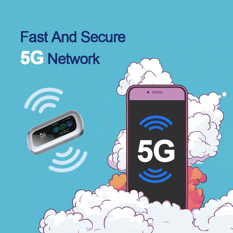 Ultra-Portable 5g MiFi Hotspot Router 4400mAh Large-Capacity Battery 800Mbps wireless Pocket WiFi Sim Card up to 16 users for Travel Remote Work.