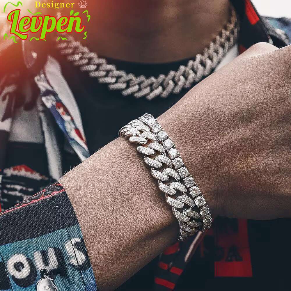 White 6mm 8mm 10mm 12mm Gold 925 Sterling Silver VVS Moissanite Diamond Cuban Link Chain Men Women GRA Jewelry Bracelet Necklace OACOCA