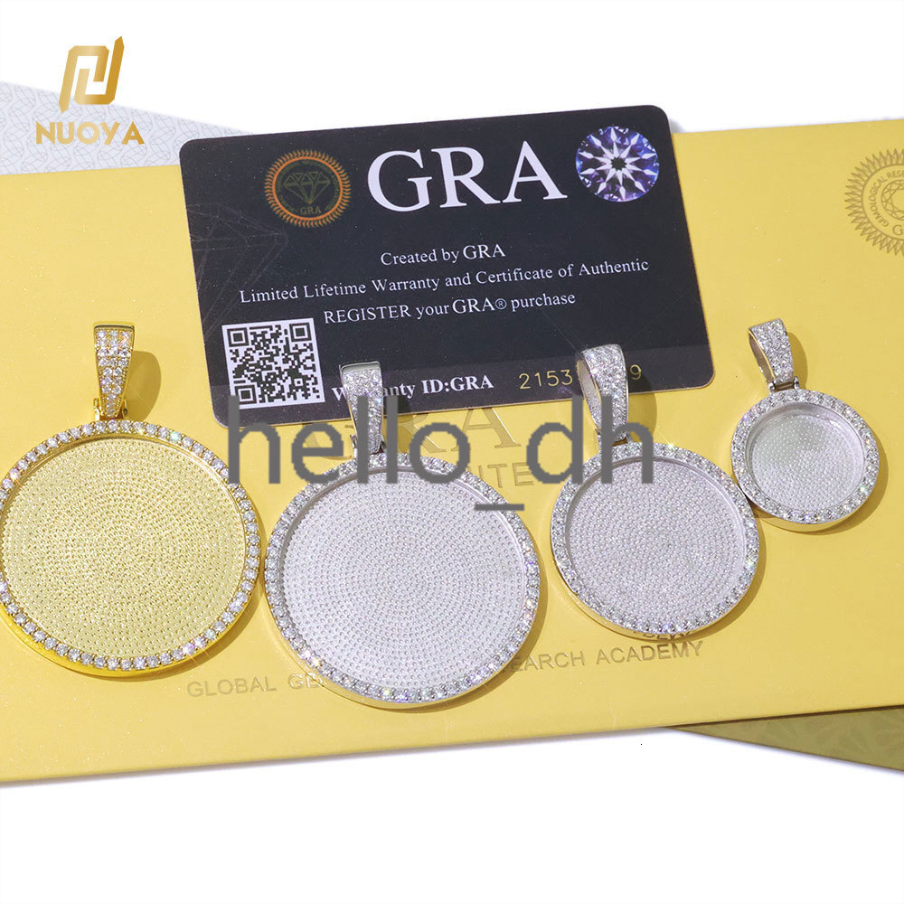 Hip Hop Fine Jewelry Round Vvs Moissanite Custom Photo Pendant 925 Sterling Silver 25mm Small Picture Pendant Tariff Free