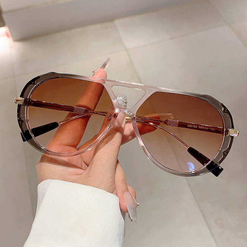 New Retro Fashion High-End Round Face Slimming Sunglasses Leopard Print Frame Double Bridge Design Plain Optical Glasses