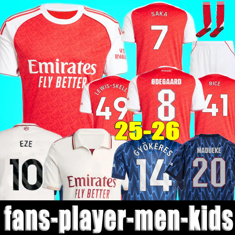 4XL 25 26 SAKA GYOKERES HAVERTZ soccer jerseys EZE Trossard Zubimendi MADUEKE Norgaard ODEGAARD MARTINELLI Nwaneri RICE 2025 2026 MERINO football shirt Men Kids