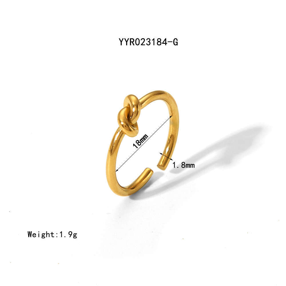 Designer Adjustable Rings for Women Plated 18K Gold Color Cross Knot Rope Trendy Chic Daily Dating Stainless Steel Open Ring Fashion Jewelry ring