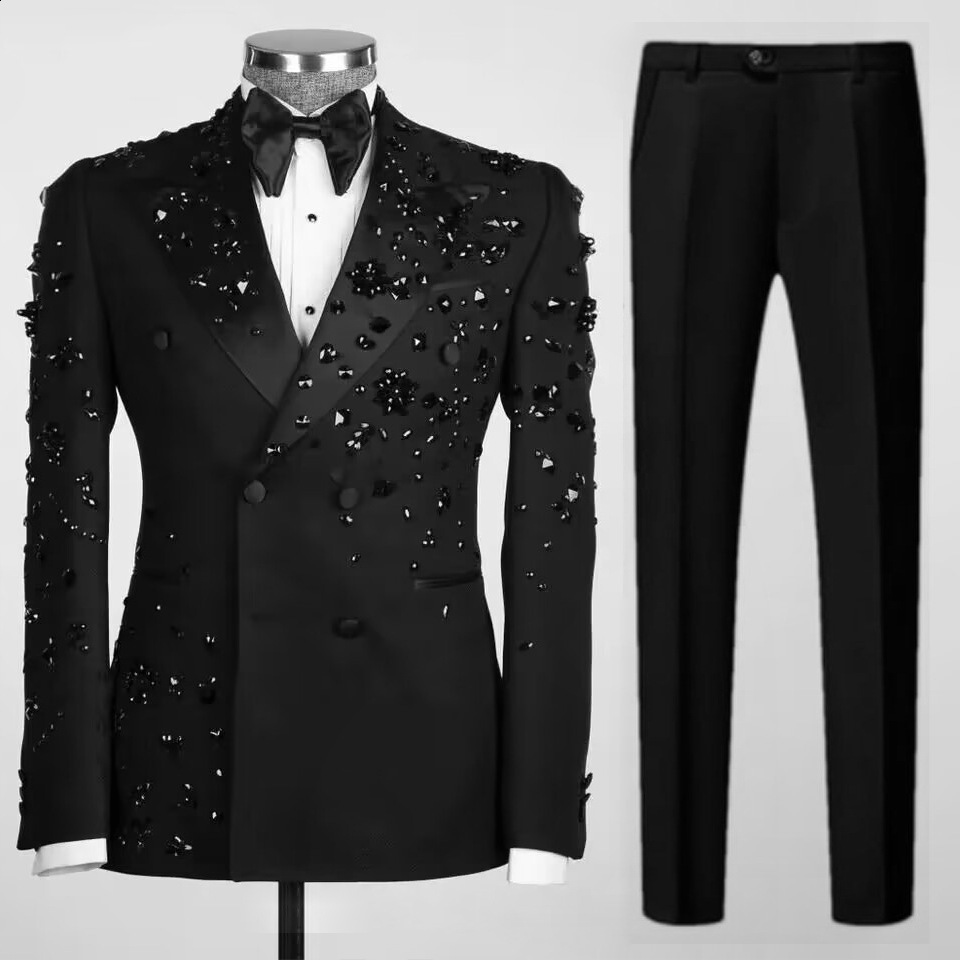 Beading Light Mens Stage Performance Suit Heavy Craftsmanship Niche Concert Slim Fit Suit Set 250822