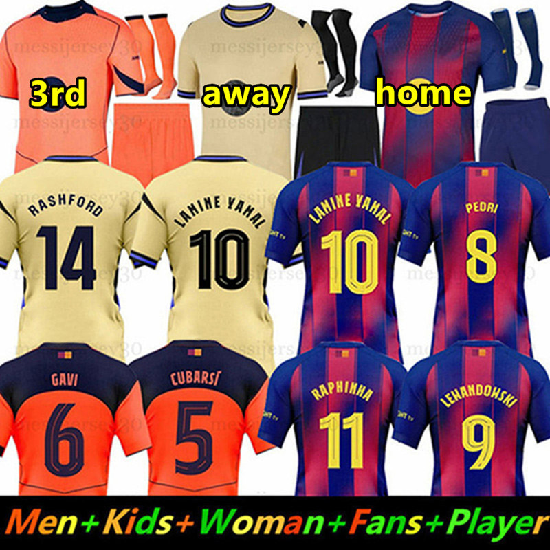 25 26 LAMINE YAMAL Soccer Jerseys 2025 2026Barcelone PEDRI Football Jersey Fan Player BarcelonaTracksuit RAPHINHA LEWANDOWSKI Home away Men Kids kit uniforms UK