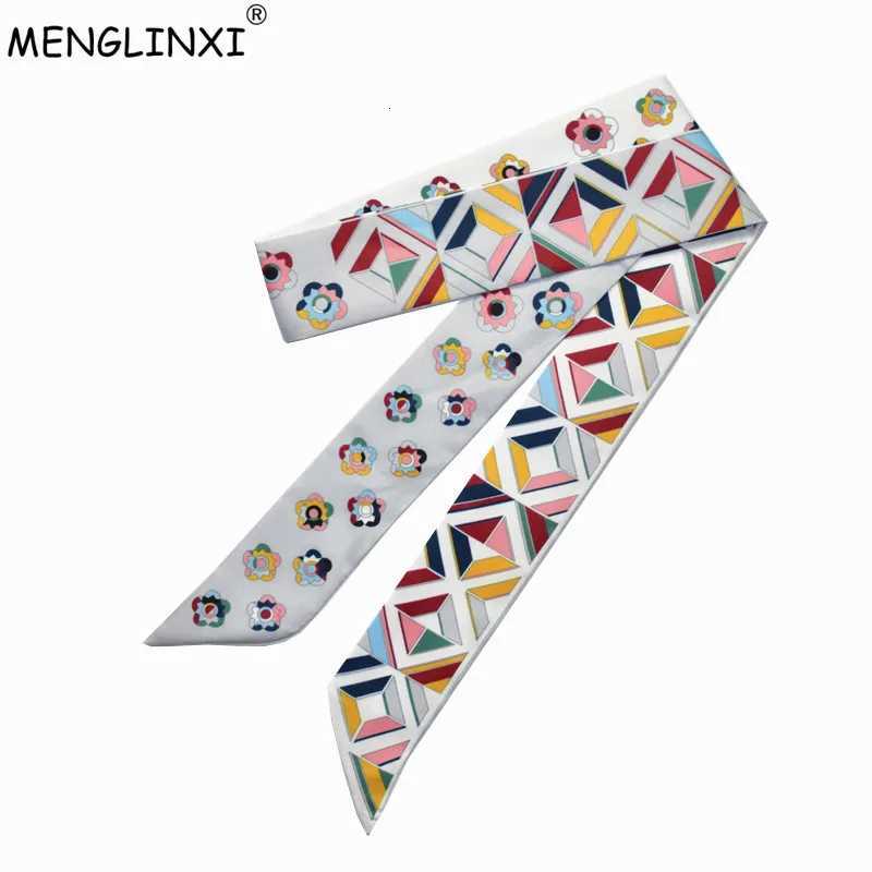 Design 2023 New Brand Scarf Small Floral Silk Scarf For Women Geometric Print Handle Bag Ribbons Fashion Head Scarf Long Scarves W250822