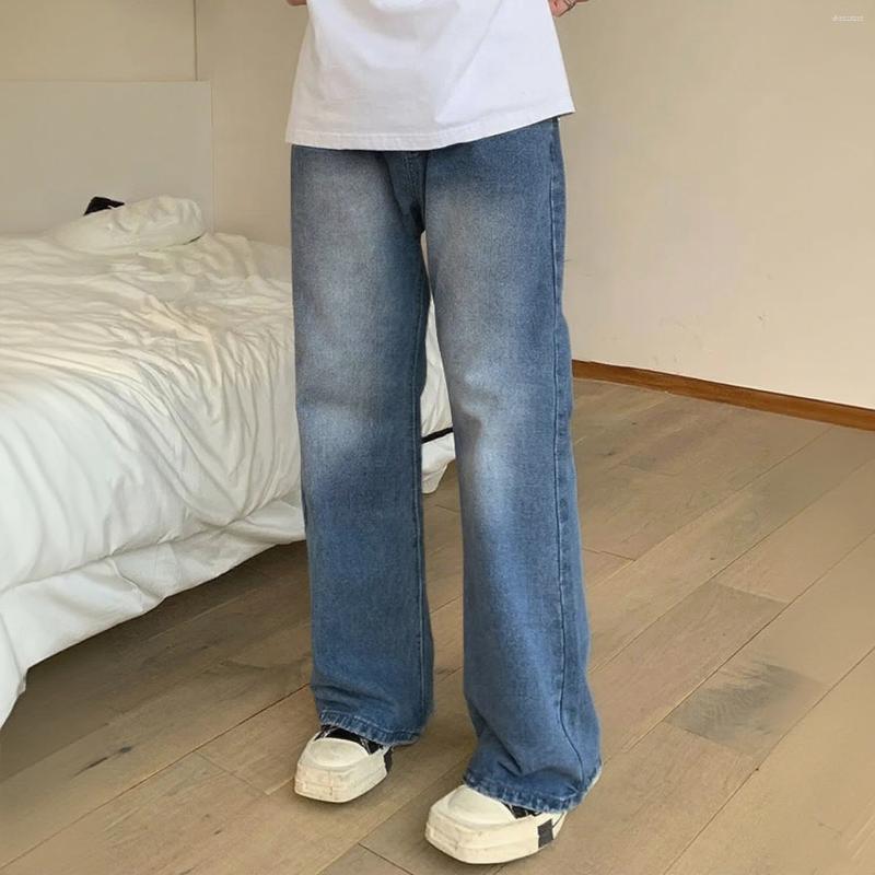 Men's Jeans Autumn Denim Pants Retro Blue Washed Male Baggy Four Seasons Straight Casual Menwear Loose Wide Leg Trousers Fashion