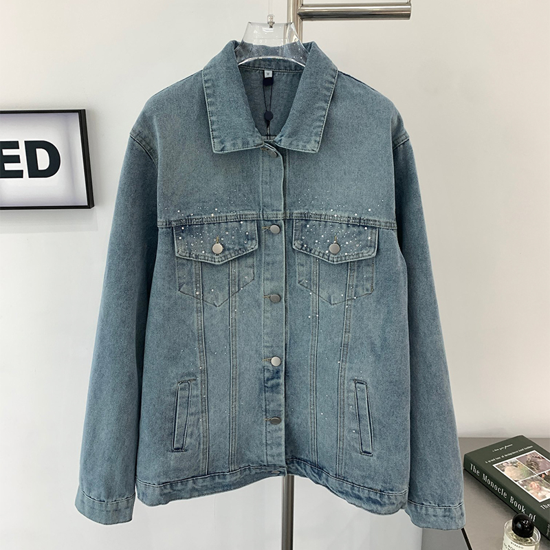 Spring and Autumn men's denim jacket designer gradient logo, vintage craftsmanship, splicing thread knit fabric, smooth and textured 4912