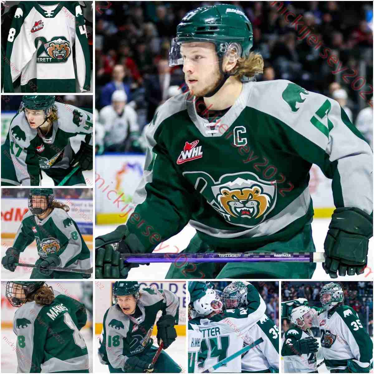 Ben Hemmerling Everett Silvertips Hockey Jersey Jesse Heslop Eric Vince Lamanna 8 Evan Makokis 35 Tim Metzger Custo