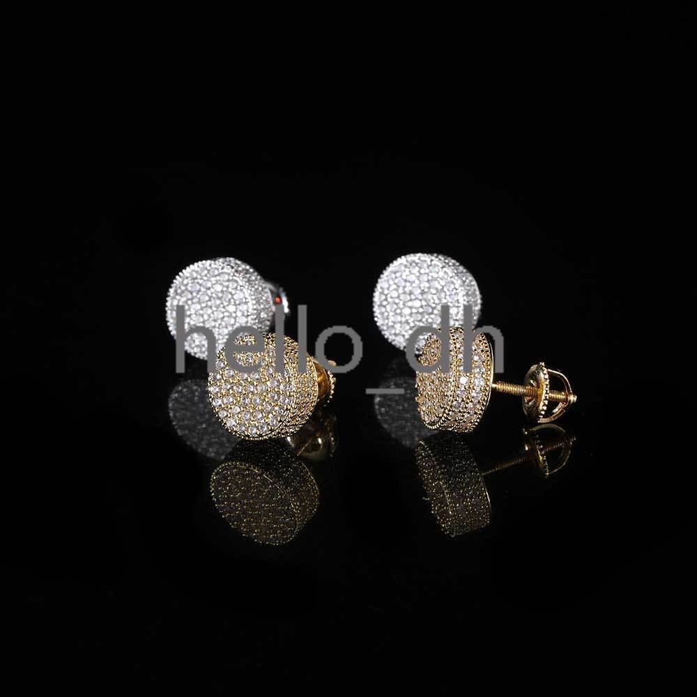 Hip Hop Jewelry Diamond Earrings Full Pave moissanite moissaniteia Flat Cylindrical Screw Back Earrings